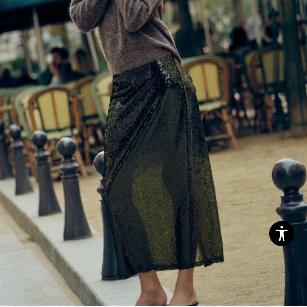NWT Zara Sequin Midi Skirt